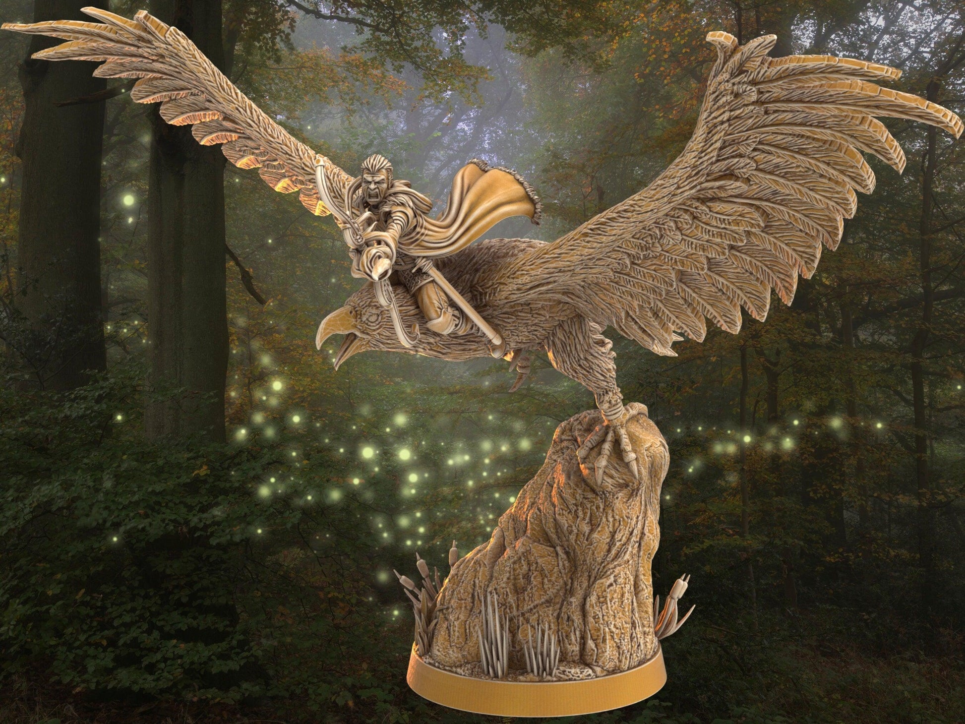 Archer miniature with eagle mount | Male Elf Archer | 32mm Scale DnD 5e | DnD ranger | DnD Miniature | Dungeons and Dragon Male Human Archer - Plague Miniatures