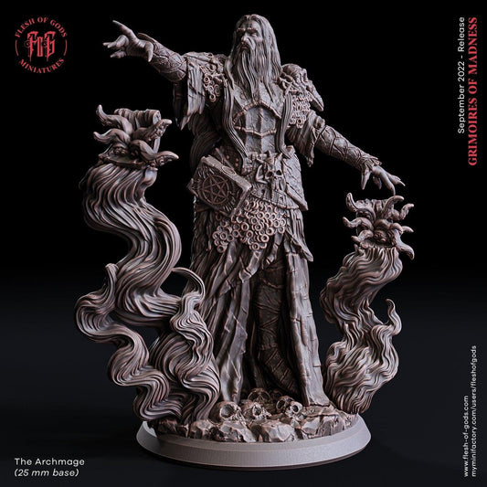 ArchMage Miniature Male Human mage miniature | 25mm Base | DnD Miniature Dungeons and Dragons statue warlock spellcaster - Plague Miniatures shop for DnD Miniatures