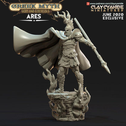 Ares Miniature | Clay Cyanide | Greek Myth | Tabletop Gaming | DnD Miniature | Dungeons and Dragons DnD 5e Greek God Statue - Plague Miniatures shop for DnD Miniatures