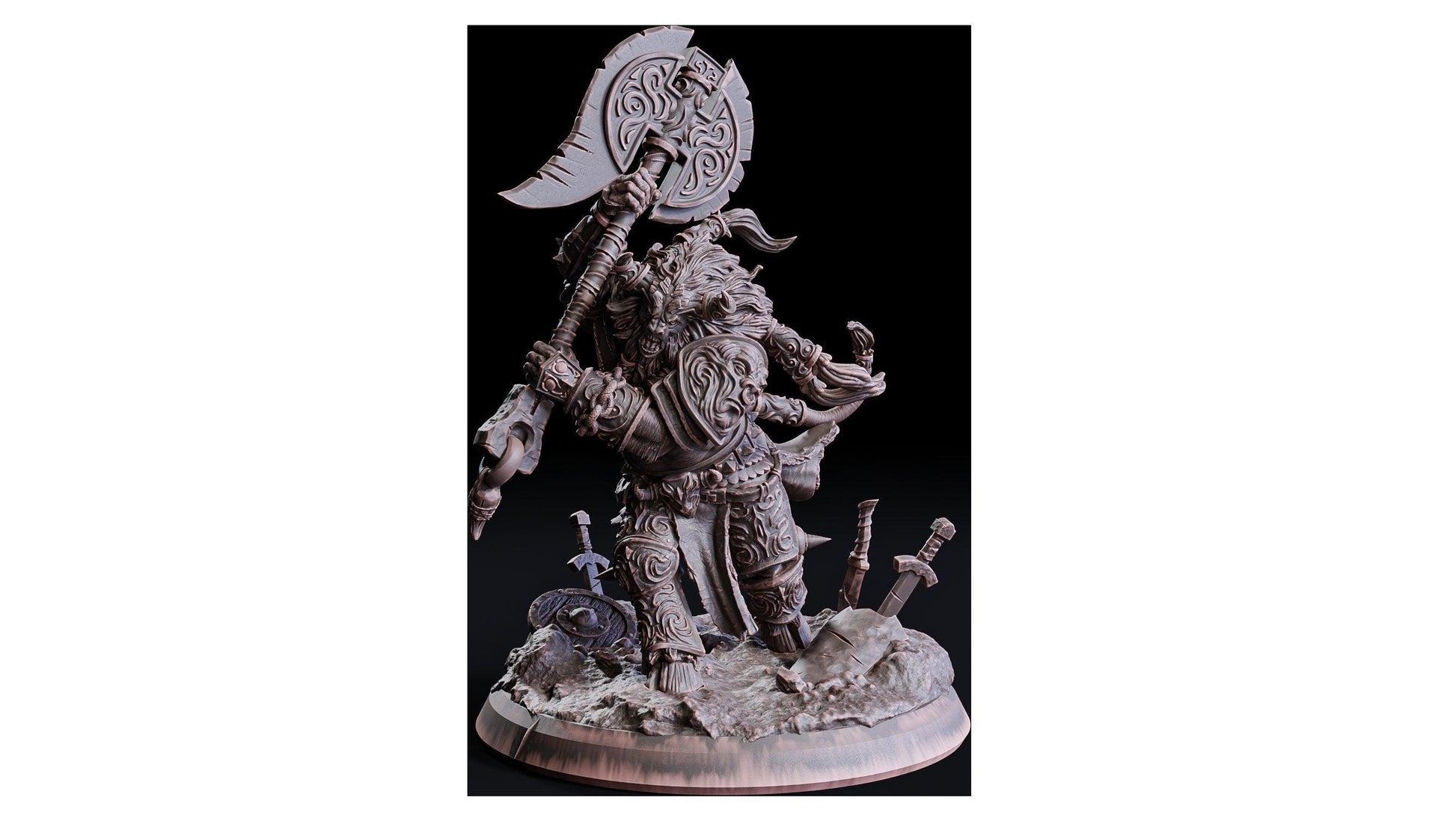 Armored Minotaur Miniature | DnD Monster Figurine | 50mm Base - Plague Miniatures