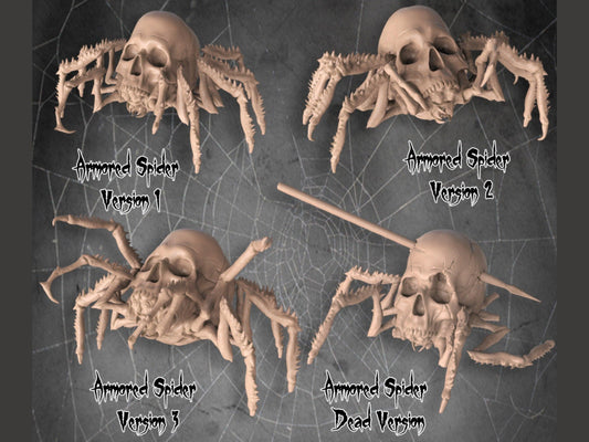 Armored Spider Miniature Set | 4 Dynamic Poses of Arachnid Vigilance | 32mm Scale - Plague Miniatures