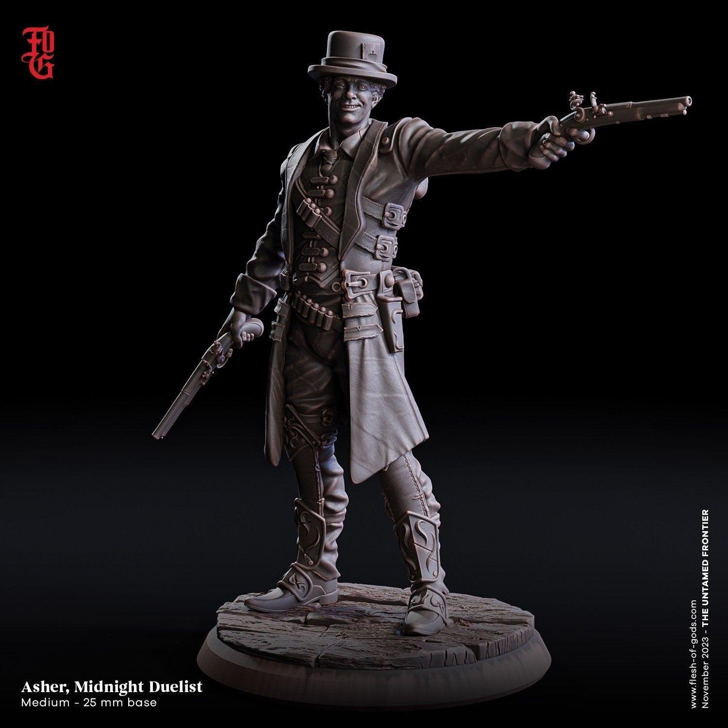 Asher, Midnight Duelist Miniature | Gunslinger of the Wild West | 32mm Scale - Plague Miniatures