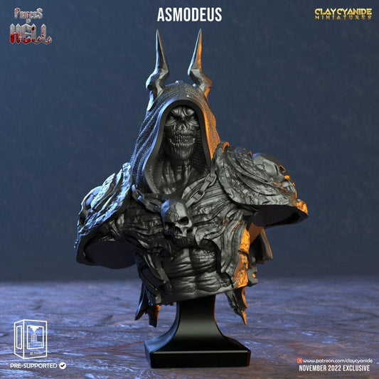 Asmodeus Demon Bust | Lord of the Nine Hells Demon Statue for Nerdy Decor - Plague Miniatures