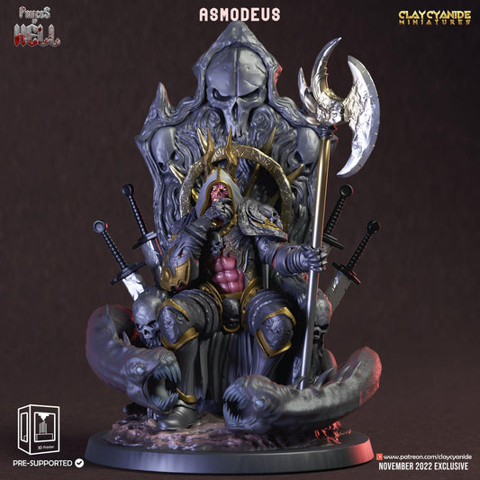 Asmodeus Demon Miniature | Infernal Sovereign on Throne for Dungeons and Dragons | 32mm Scale - Plague Miniatures