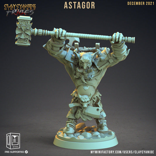 Astagor, the War Troll Raider Miniature | DnD Troll Figurine | 32mm Scale - Plague Miniatures