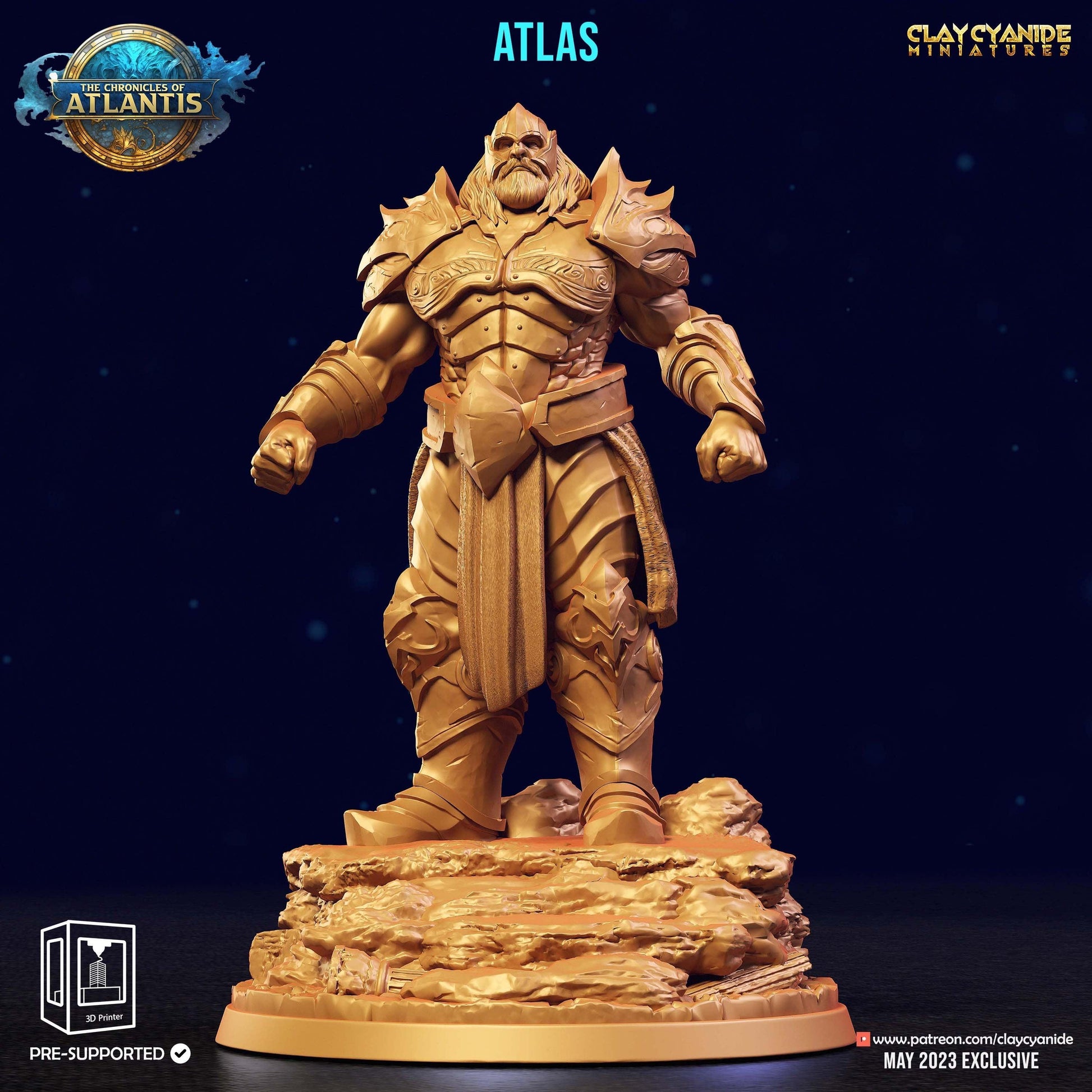 Atlas Miniature | Aquatic Deity for Tabletop Gaming | 32mm Scale - Plague Miniatures