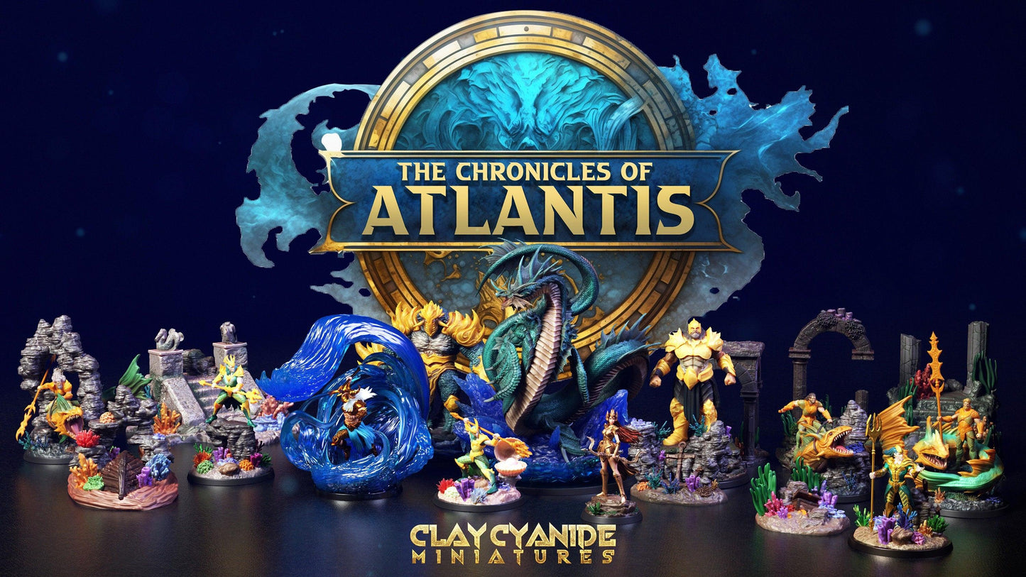 DnD Atlas Miniature Water God | Clay Cyanide | Chronicles of Atlantis | DnD Miniature Dungeons and Dragons DnD 5e - Plague Miniatures shop for DnD Miniatures