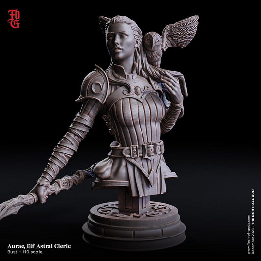 Aurae, Elf Astral Cleric Bust | DnD Spellcaster Healer Resin Statue - Plague Miniatures