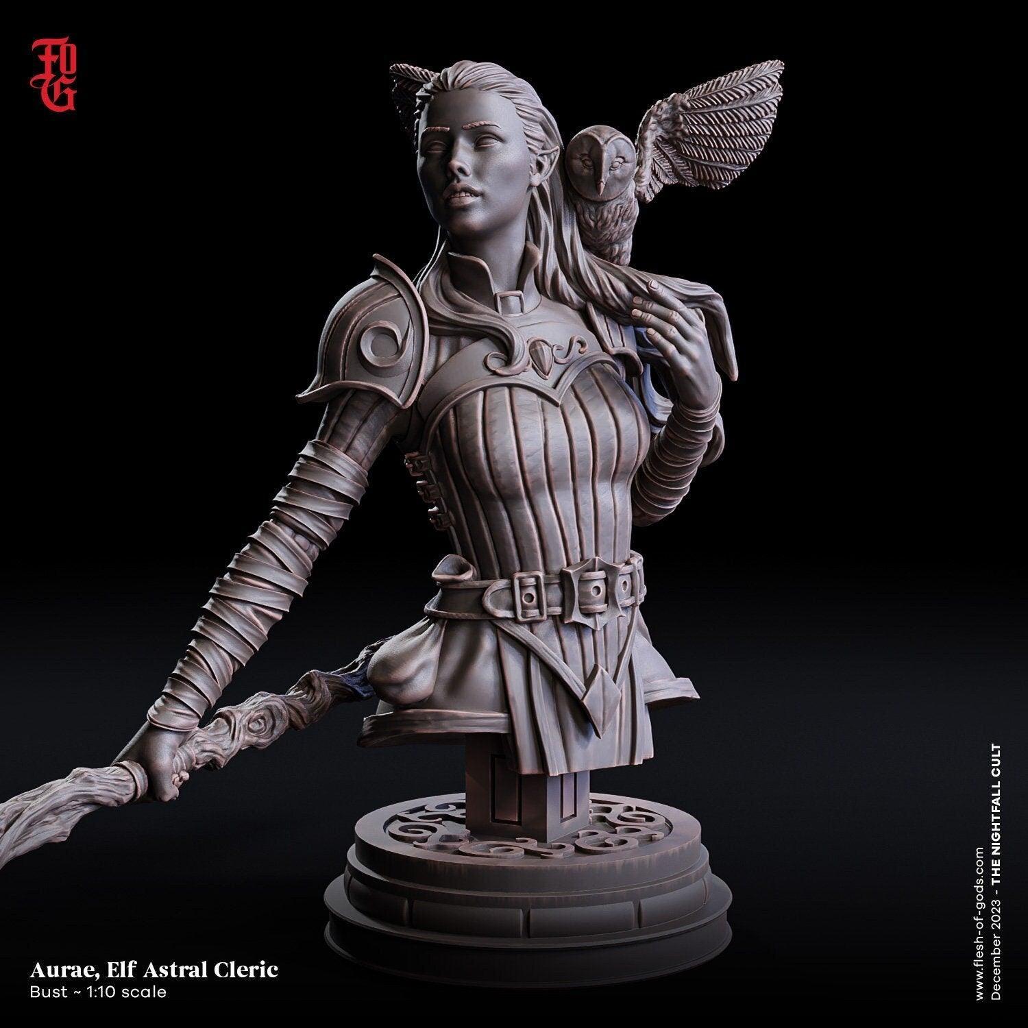 Aurae, Elf Astral Cleric Miniature | DnD Spellcaster Healer Figure | 32mm Scale - Plague Miniatures