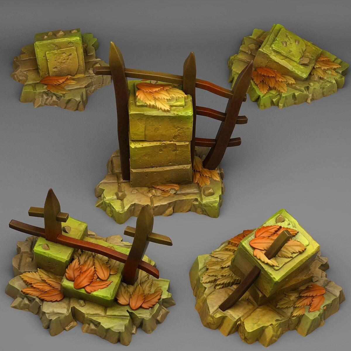 Autumn Ruin Miniature Set | Fall Wargaming Terrain - Plague Miniatures