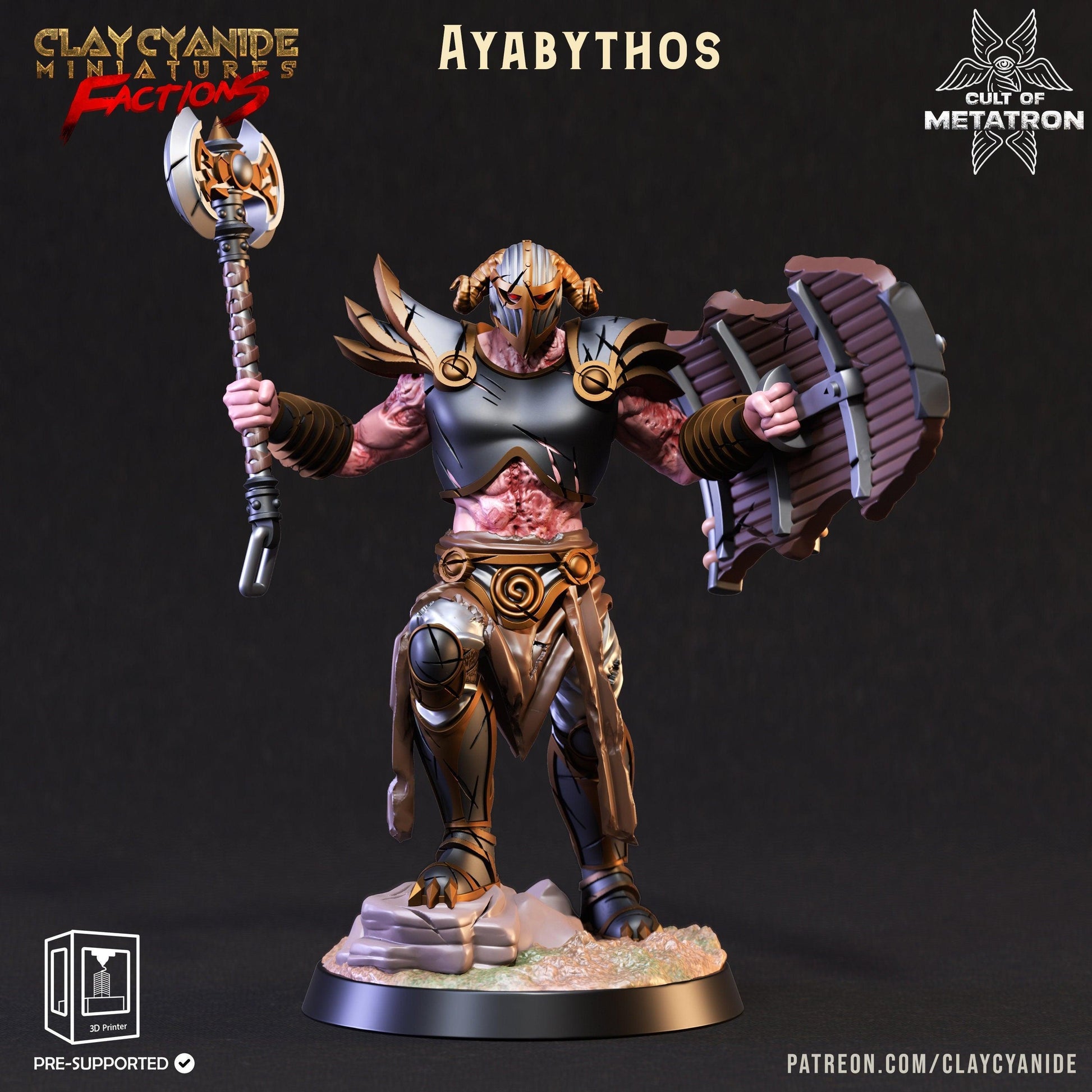 Ayabythos Demon Warrior Miniature | Infernal Might Unleashed | 32mm Scale - Plague Miniatures