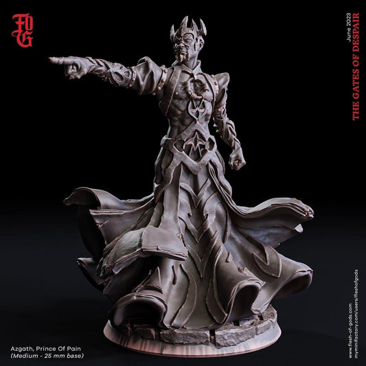 Azgath, Prince of Pain Miniature | DnD Sorcerer Miniature | 32mm Scale - Plague Miniatures