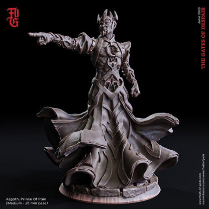 Azgath, Prince of Pain Miniature | DnD Sorcerer Miniature | 32mm Scale - Plague Miniatures