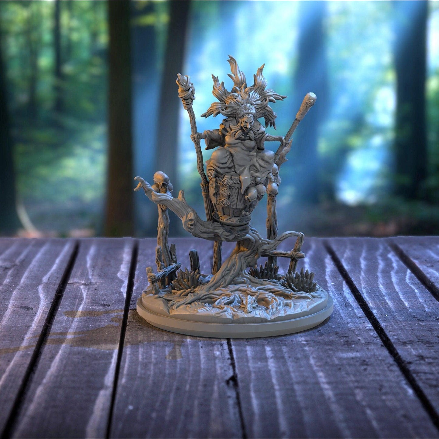 Baba Yaga Miniature | Enigmatic Ogress and Wicked Witch | 32mm Scale - Plague Miniatures