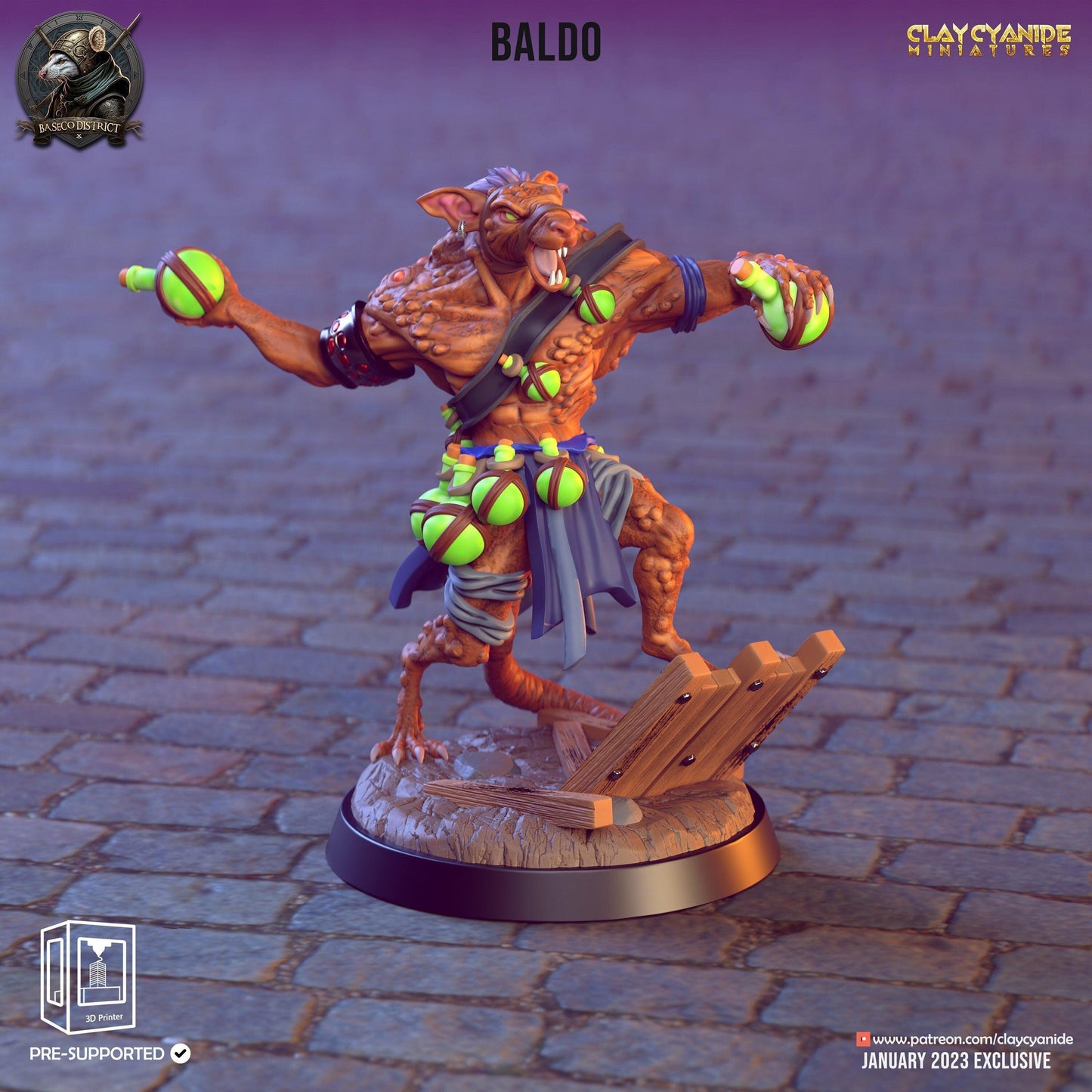 Baldo, Poison-Wielding Skaven Miniature | Toxic Terrors for Tabletop Skirmishes | 32mm Scale - Plague Miniatures