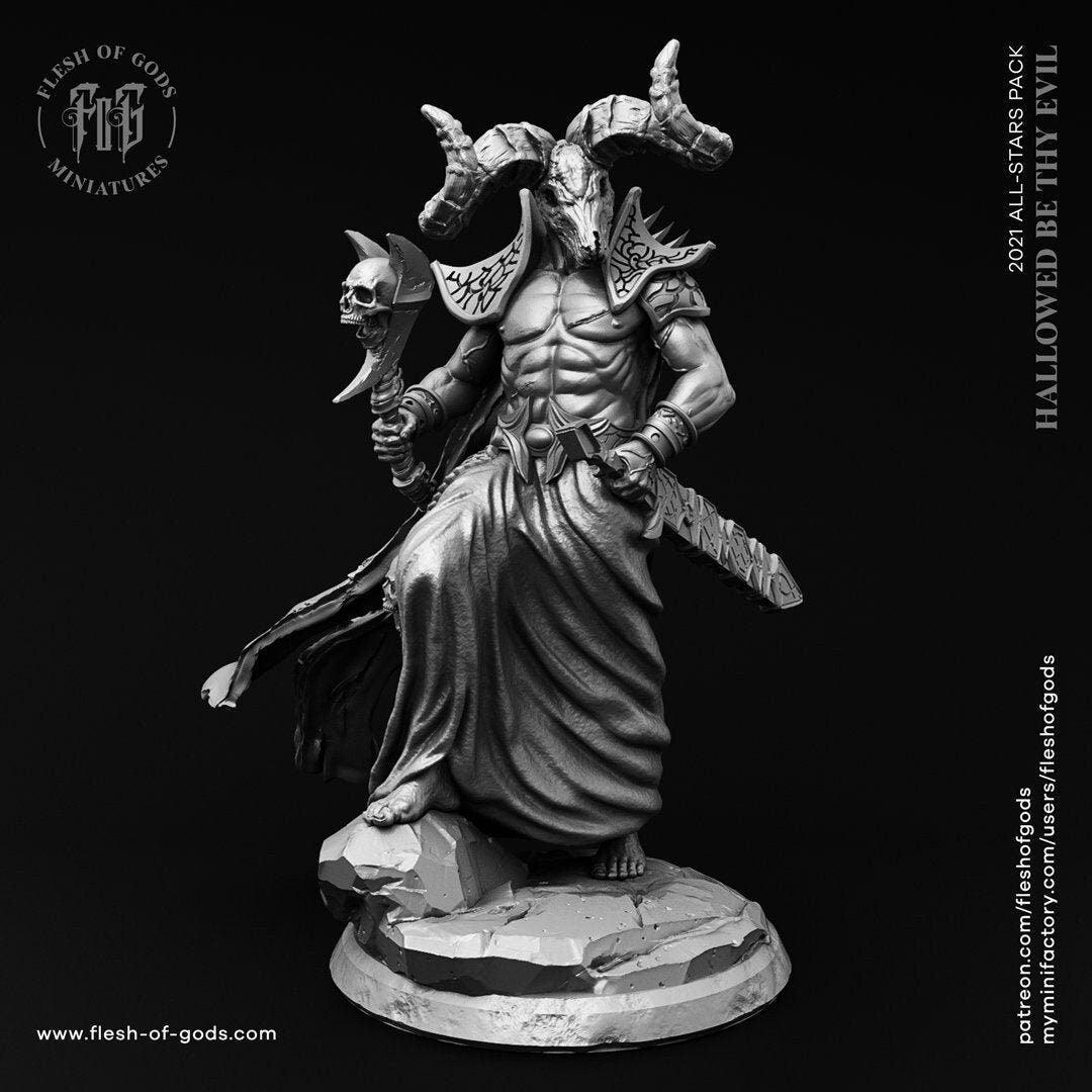 Balor's Servant Miniature | Horned Demon Bulezau DnD Monster Miniature | 32mm Scale - Plague Miniatures