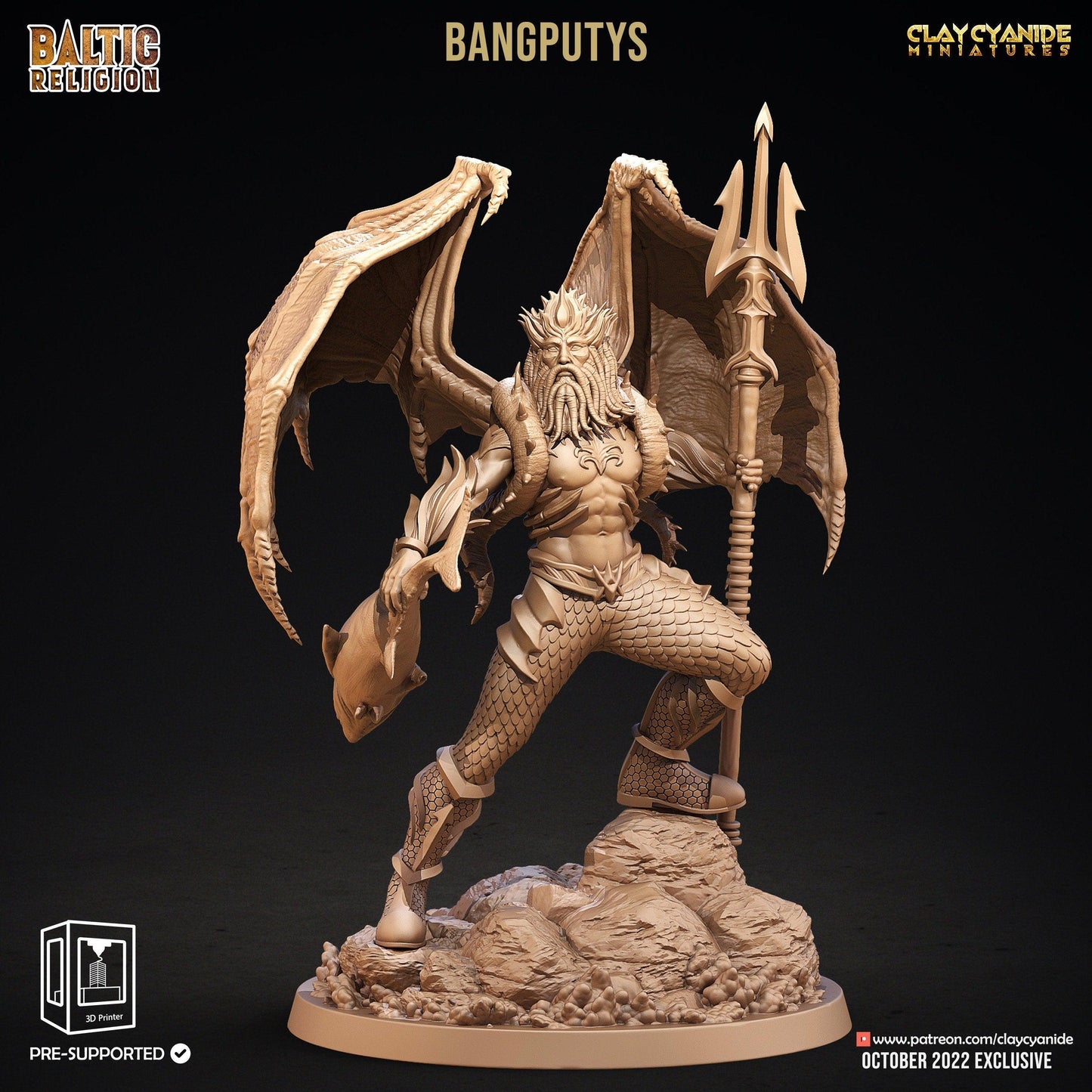 Bangputys Sea God Miniature | Mythical Monster for Tabletop Adventures | 32mm Scale - Plague Miniatures