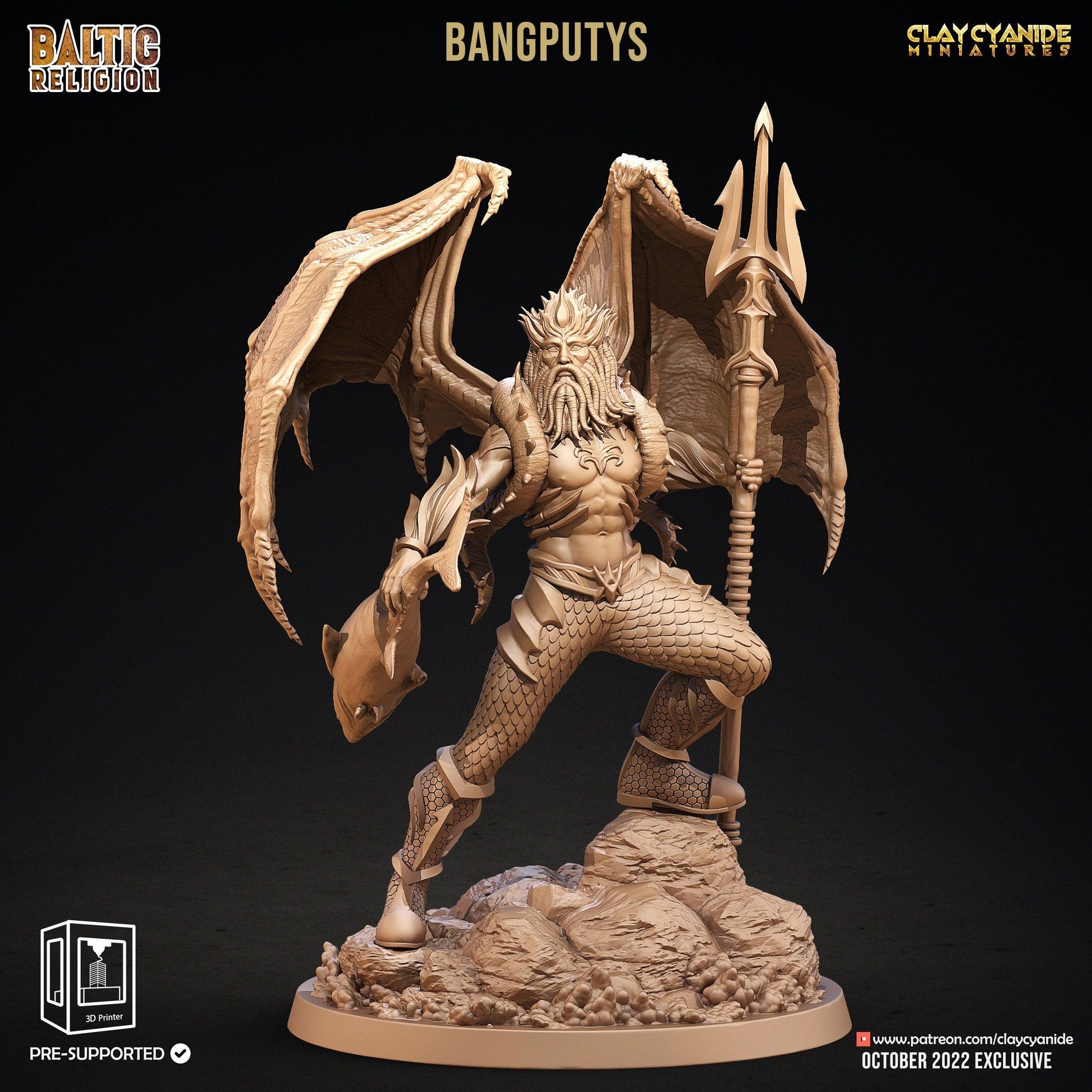Bangputys Sea God Miniature | Mythical Monster for Tabletop Adventures | 32mm Scale - Plague Miniatures