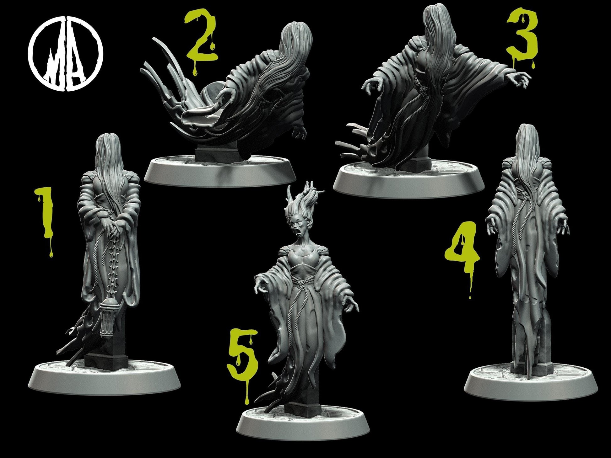 Banshee Miniature undead miniature ghost miniature - 5 Poses - 28mm scale Tabletop gaming DnD Miniature Dungeons and Dragons,dnd 5e - Plague Miniatures