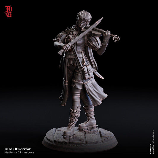 Bard of Sorrow Miniature | Melancholic Melodies for Tabletop Games | 32mm Scale - Plague Miniatures