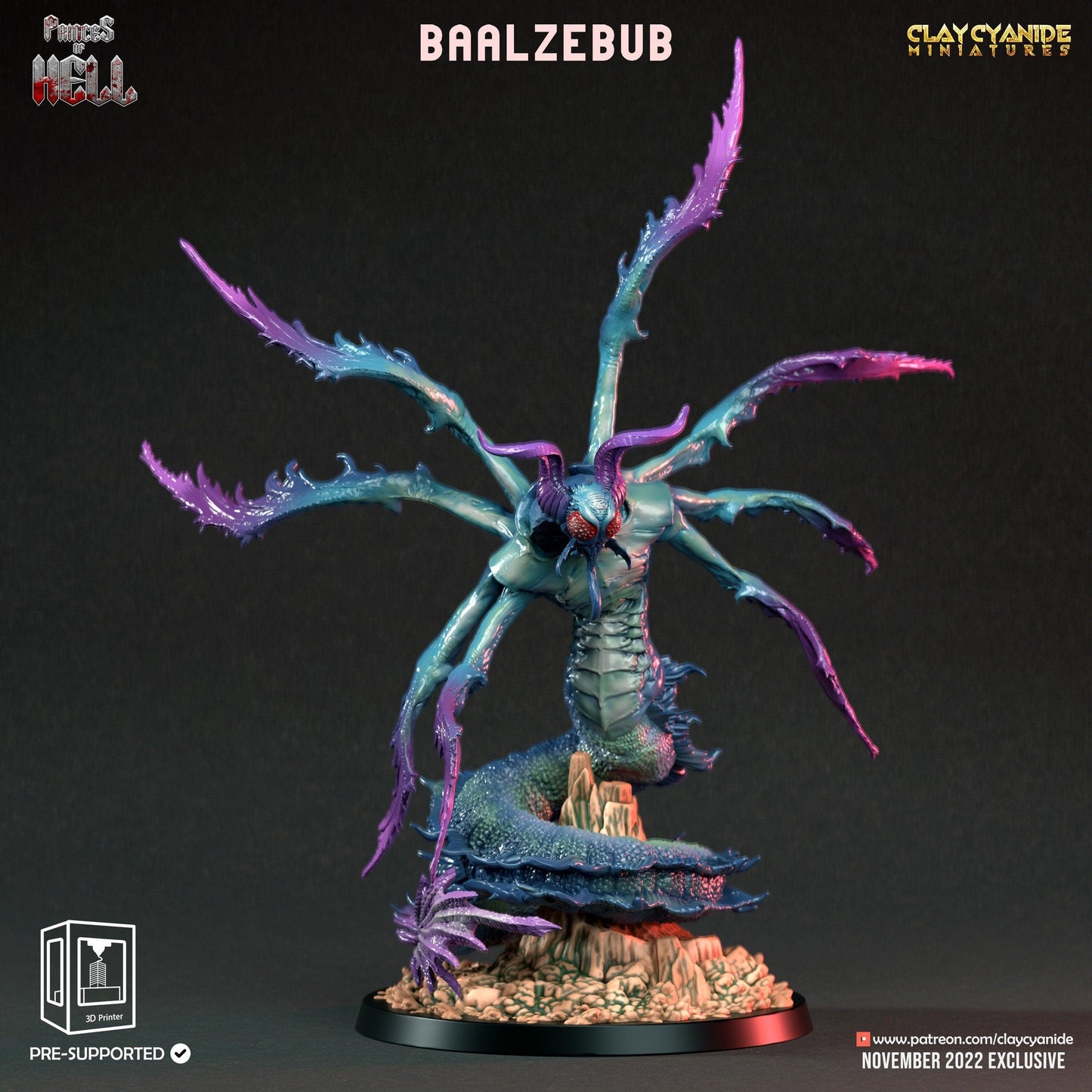 Beelzebub Miniature | Clay Cyanide | Princes of Hell | Tabletop Gaming | DnD Demon Miniature | Dungeons and Dragons DnD 5e Satan - Plague Miniatures shop for DnD Miniatures