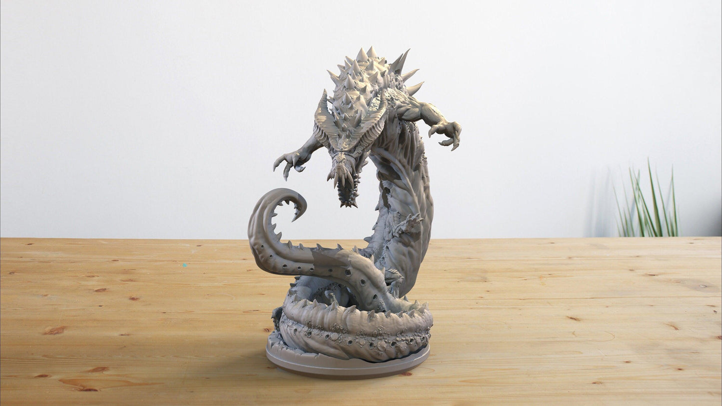 Beithir Miniature | Celtic Serpent Guardian Sculpture | 32mm Scale - Plague Miniatures