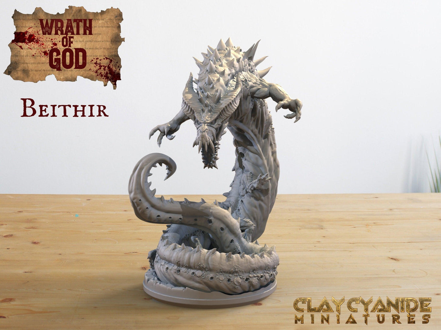 Beithir Miniature | Celtic Serpent Guardian Sculpture | 32mm Scale - Plague Miniatures