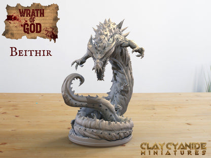 Beithir Miniature | Celtic Serpent Guardian Sculpture | 32mm Scale - Plague Miniatures