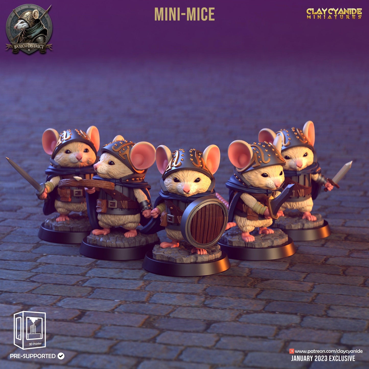 Mini Mice miniature | Bitsy Clay Cyanide | Baseco District | DnD Miniature | Dungeons and Dragons, DnD 5e mousefolk miniature mice mouse - Plague Miniatures shop for DnD Miniatures