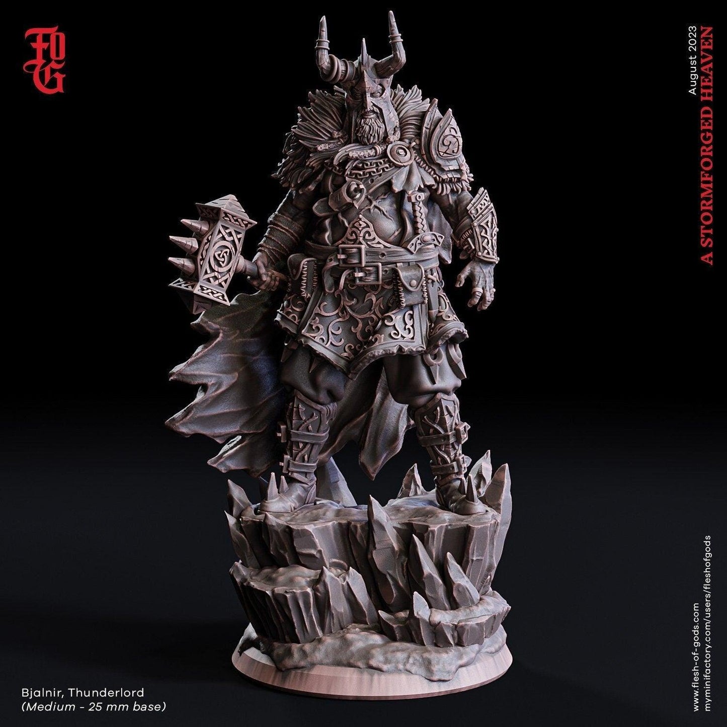 Bjalnir, Thunderlord Viking Miniature | Norse God of Thunder Figurine | 32mm Scale or 75mm Scale - Plague Miniatures