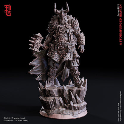 Bjalnir, Thunderlord Viking Miniature | Norse God of Thunder Figurine | 32mm Scale or 75mm Scale - Plague Miniatures