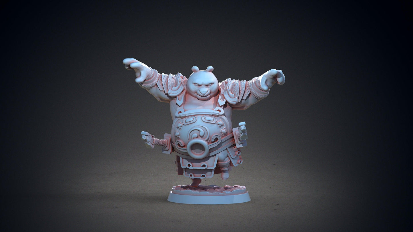 Bo-Bo Pandaren Miniature | Pandafolk Adventurer for Tabletop RPGs | 32mm Scale - Plague Miniatures