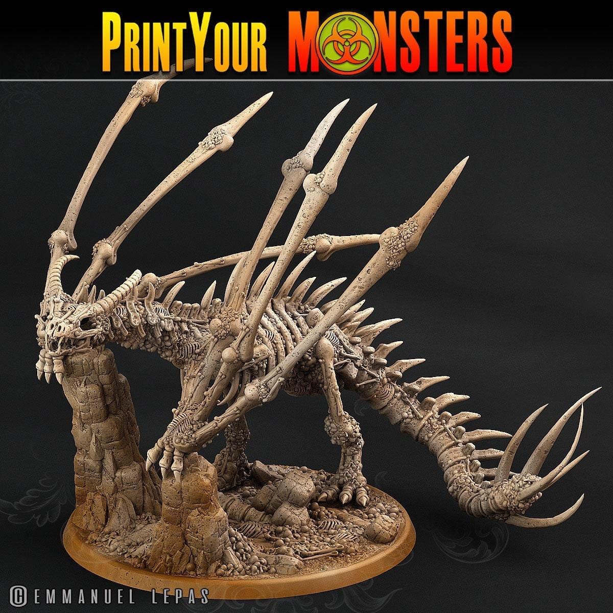 Bone Dragon Miniature | DnD 5e Tabletop Figurine - Plague Miniatures