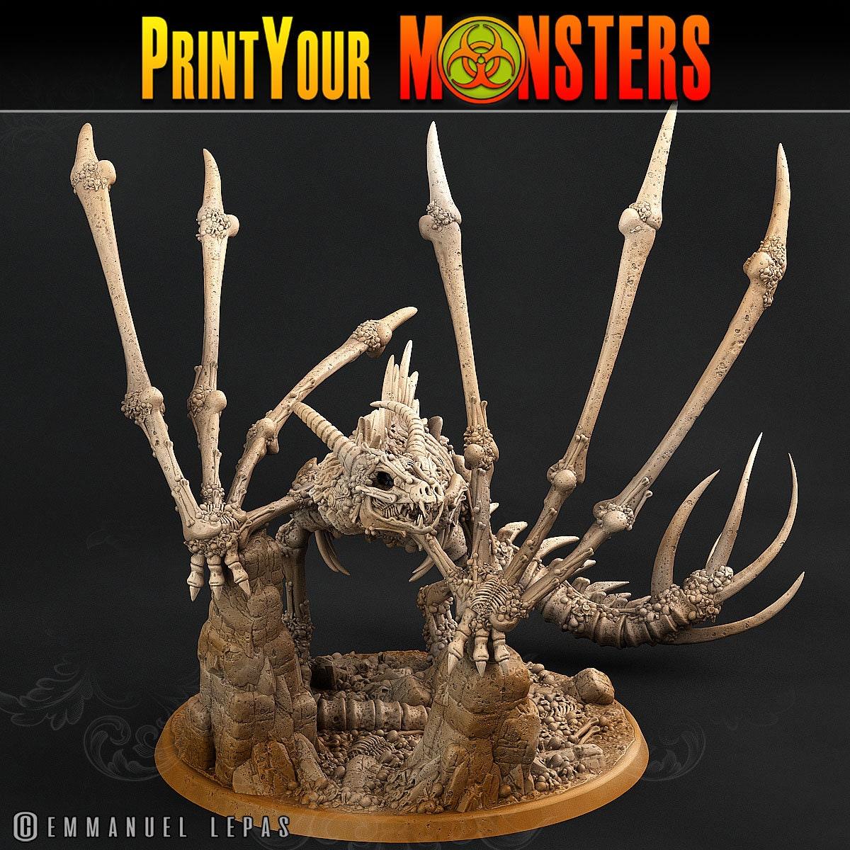 Bone Dragon Miniature | DnD 5e Tabletop Figurine - Plague Miniatures