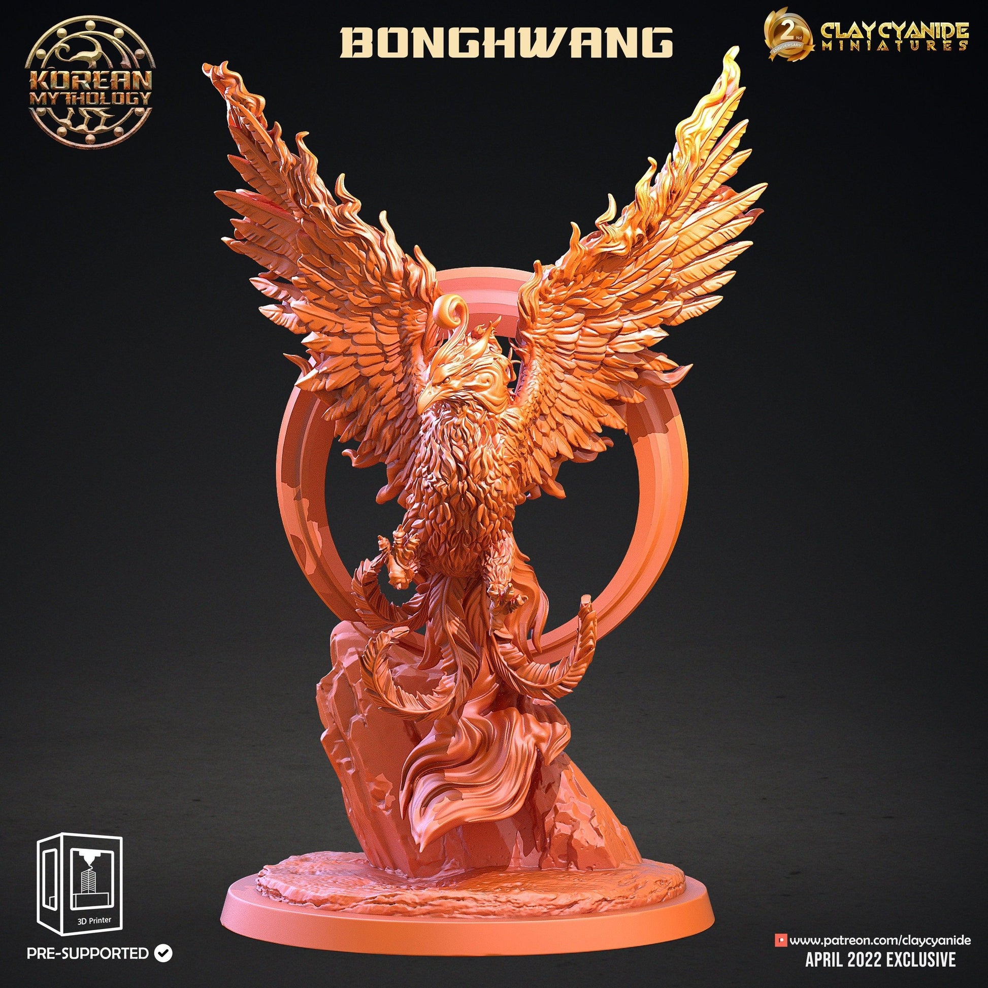 Bonghwang miniature | Clay Cyanide | Korean Mythology | Tabletop Gaming | DnD Miniature | Dungeons and Dragons | Korean phoenix miniatures - Plague Miniatures shop for DnD Miniatures