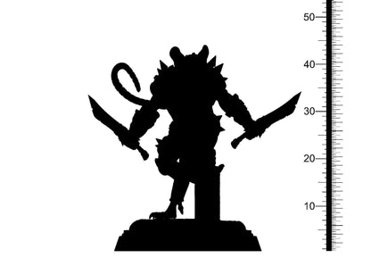 Borga, Burat Knight Ratmen Miniature | Dual-Blade Skaven Warrior for DnD | 32mm Scale - Plague Miniatures