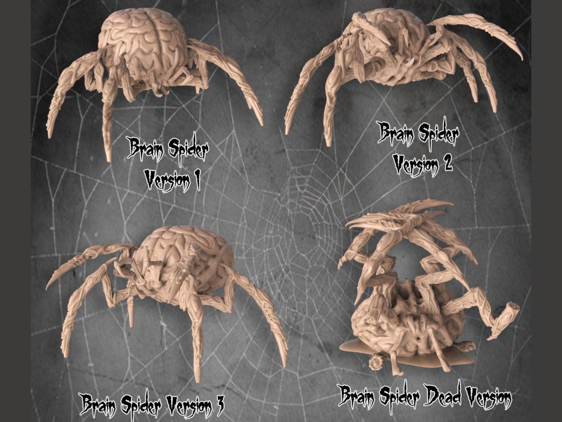Brain Spider Miniature - 4 Poses - 32mm scale Tabletop gaming DnD Miniature Dungeons and Dragons dnd monster manual - Plague Miniatures shop for DnD Miniatures
