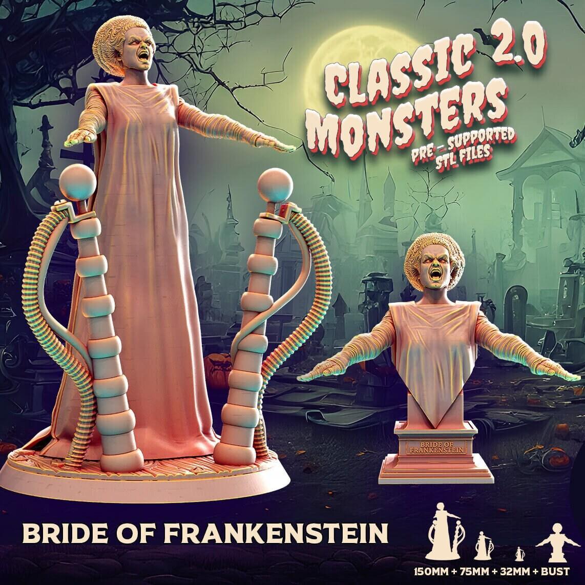 Bride of Frankenstein Miniature | Classic Monsters | 32mm 75mm 150mm Bust | DnD Miniature | Dungeons and DragonsDnD 5e Feature Film Theatre - Plague Miniatures