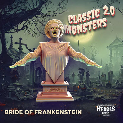 Bride of Frankenstein Miniature | Classic Monsters | 32mm 75mm 150mm Bust | DnD Miniature | Dungeons and DragonsDnD 5e Feature Film Theatre - Plague Miniatures