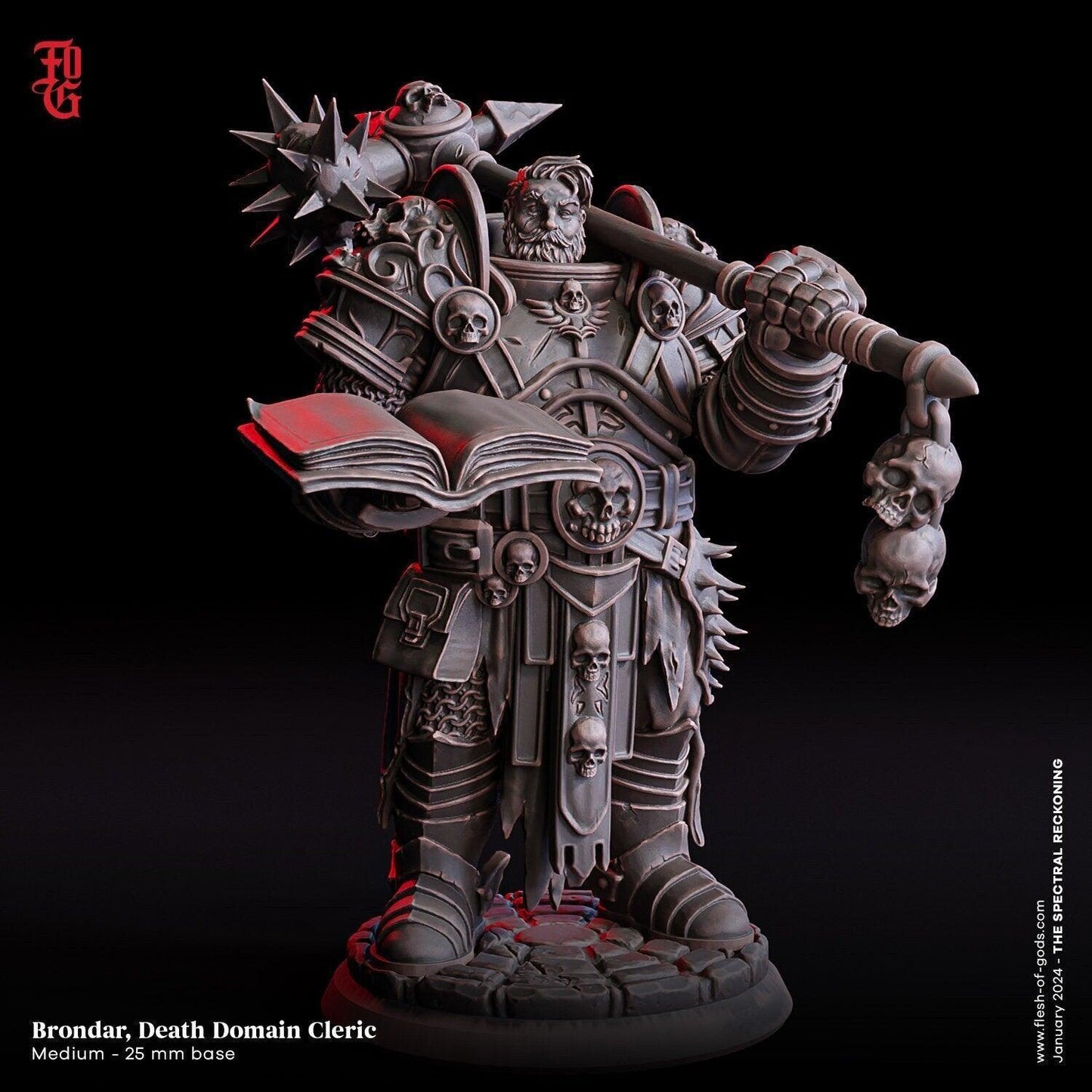 Brondar, Death Domain Cleric Miniature | Human DnD Cleric | 32mm Scale or 75mm Scale - Plague Miniatures