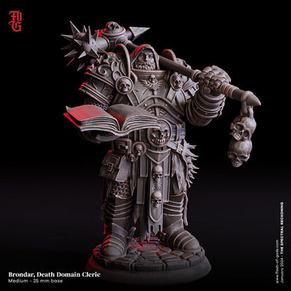 Brondar, Death Domain Cleric Miniature | Human DnD Cleric | 32mm Scale or 75mm Scale - Plague Miniatures