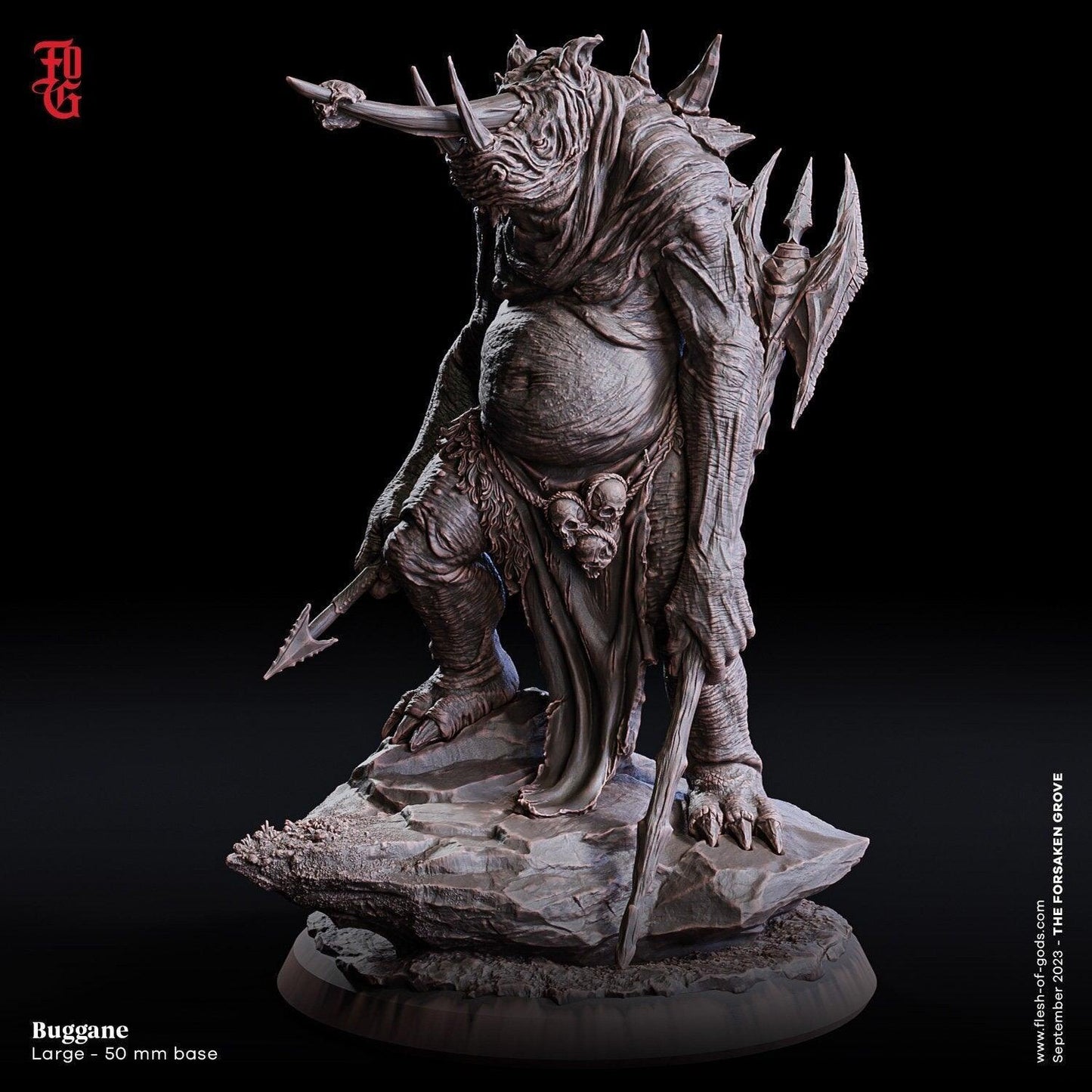 Buggane Miniature | Massive Rhino-like DnD Monster for Large-Scale Battles | 50mm Base - Plague Miniatures