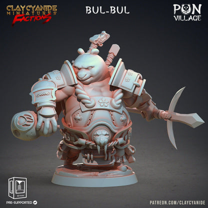 Bul-Bul Pandafolk Miniature | Resolute Pandaren Panda Warrior for Tabletop RPGs | 32mm Scale - Plague Miniatures