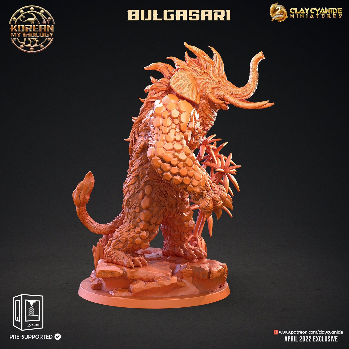 Bulgasari Miniature | Mythical Beast from Korean Folklore for Tabletop RPGs | 32mm Scale - Plague Miniatures