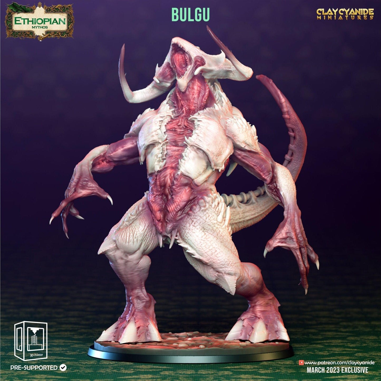 Bulgu Demon Miniature | Large Alien Monster Inspired by Ethiopian Mythology | 32mm Scale - Plague Miniatures