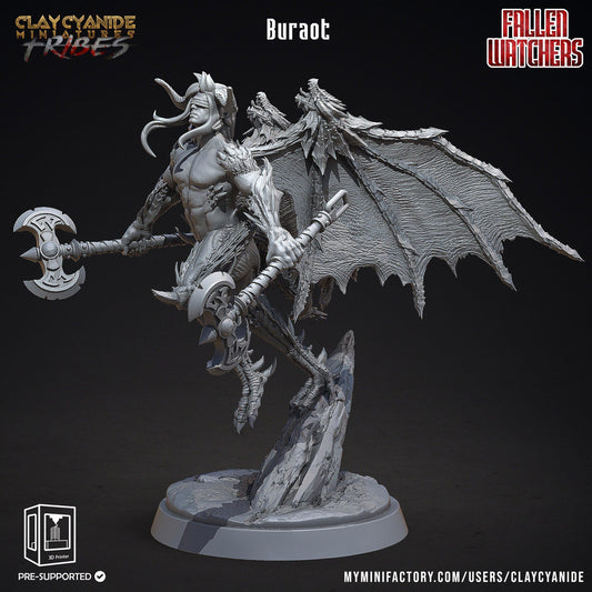 Buraot, the Winged Demon Miniature | Fallen Angel for Tabletop Gaming | 32mm Scale - Plague Miniatures