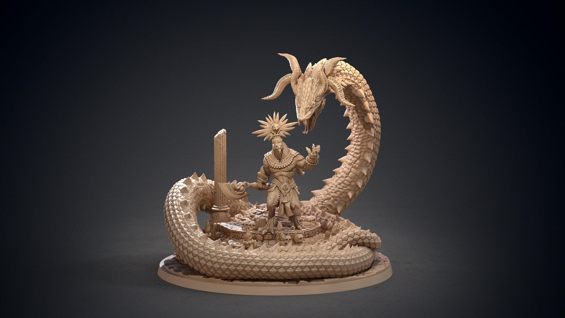 Cain Yuan-Ti Leader Miniature | Serpent-Bound Master of Shadows | 32mm Scale - Plague Miniatures