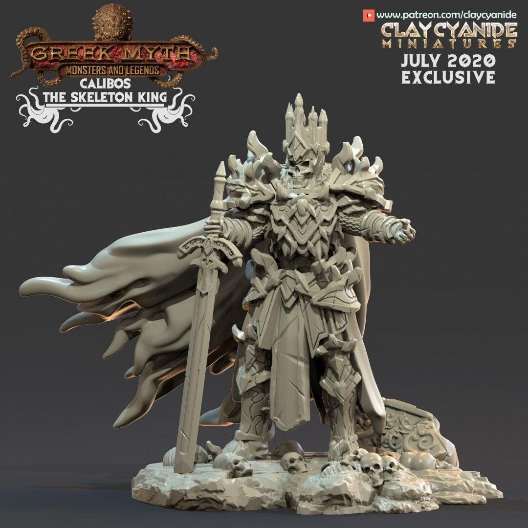 Calibos the Skeleton King Miniature | Undead Miniature for DnD 5e | 32mm Scale - Plague Miniatures