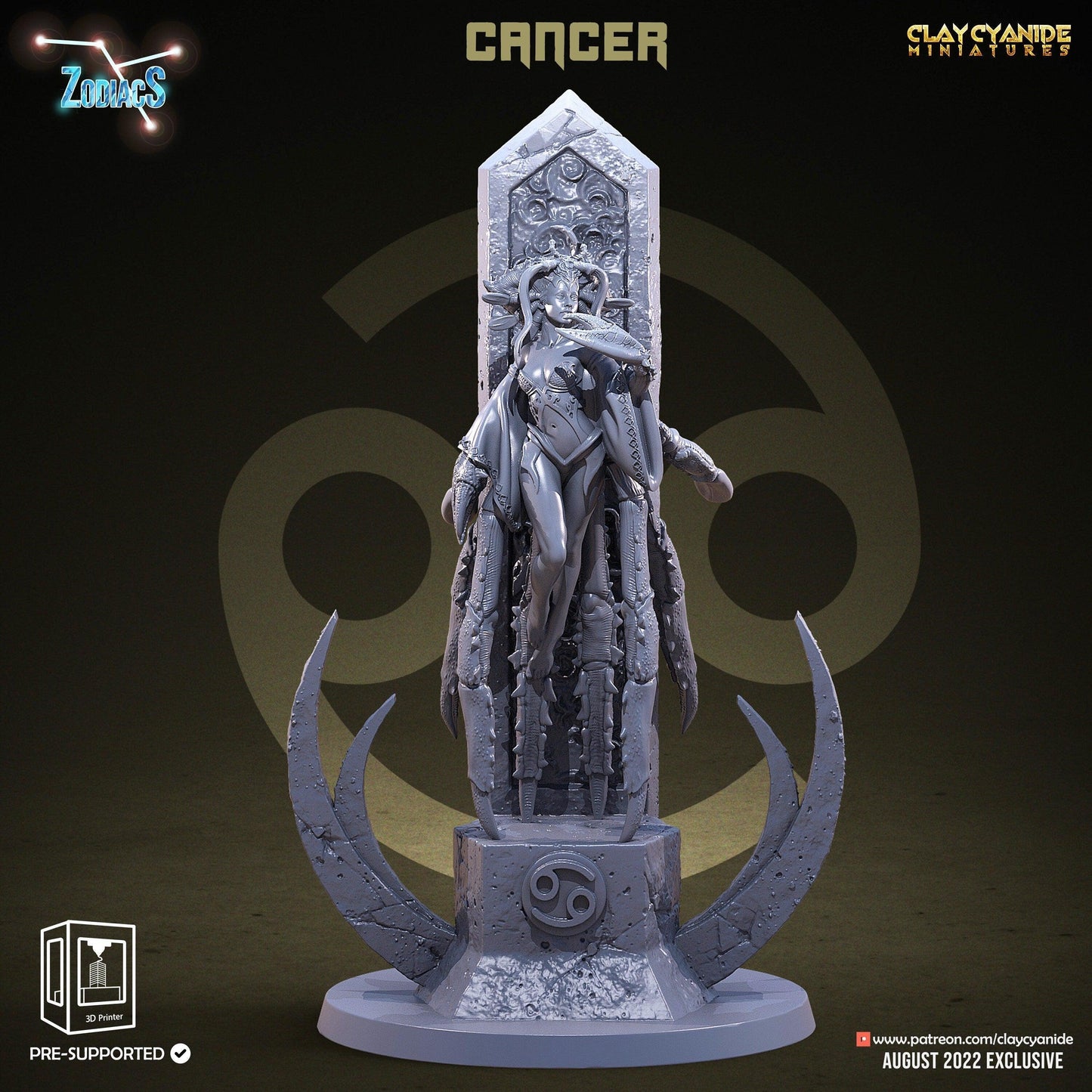 Cancer Zodiac Miniature | Nurturing Water Sign for Tabletop Adventures | 32mm Scale - Plague Miniatures