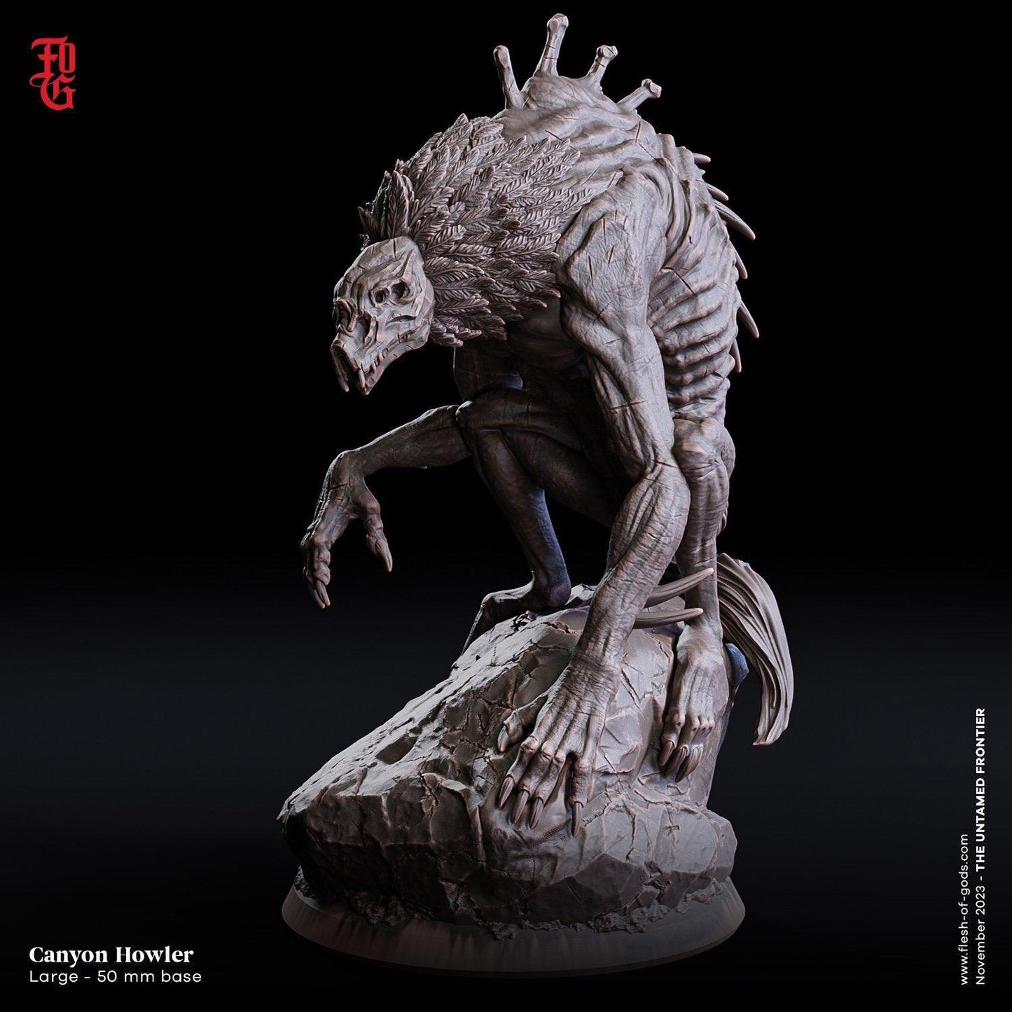 Canyon Howler Miniature | Large Monstrosity Beast for Wild West Adventures | 50mm Base - Plague Miniatures